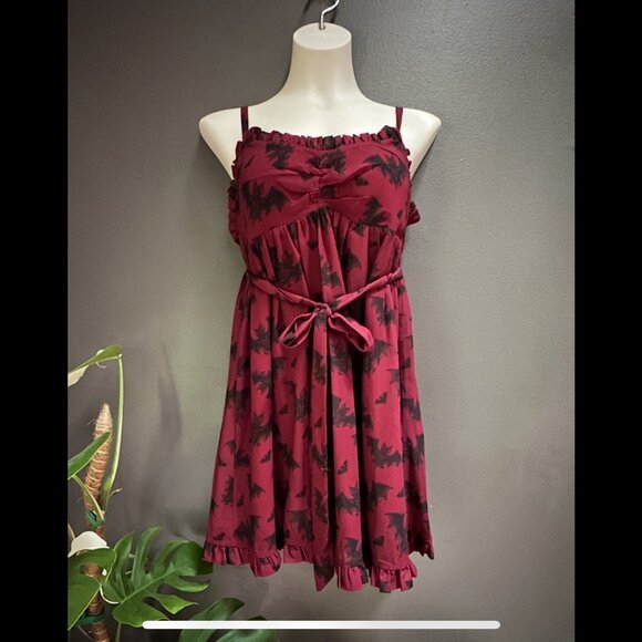 Sourpuss Clothing Bat Attack Dolly Dress Size Small Rockabilly Gothic Bat Print - Picture 3 of 14